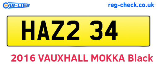 HAZ234 are the vehicle registration plates.