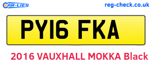 PY16FKA are the vehicle registration plates.