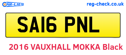 SA16PNL are the vehicle registration plates.