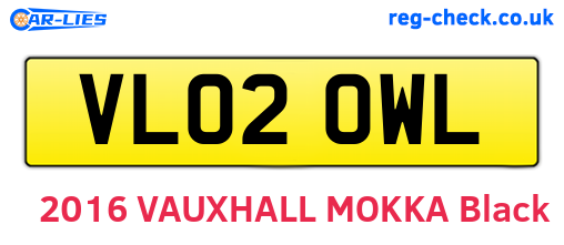 VL02OWL are the vehicle registration plates.