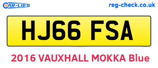 HJ66FSA are the vehicle registration plates.