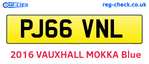 PJ66VNL are the vehicle registration plates.