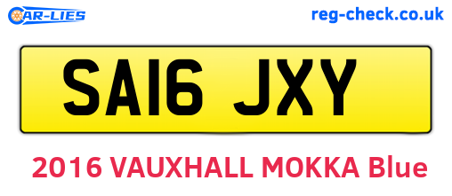 SA16JXY are the vehicle registration plates.