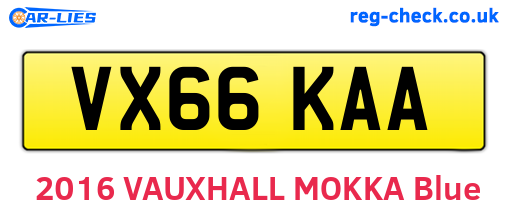 VX66KAA are the vehicle registration plates.