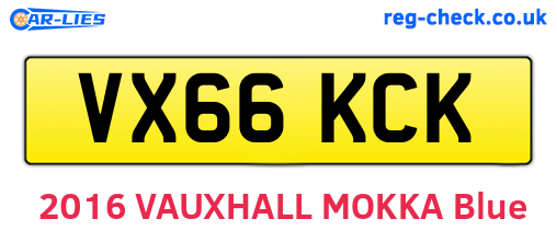VX66KCK are the vehicle registration plates.