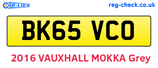 BK65VCO are the vehicle registration plates.