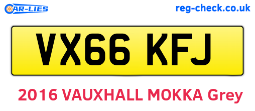 VX66KFJ are the vehicle registration plates.