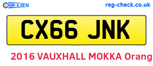 CX66JNK are the vehicle registration plates.