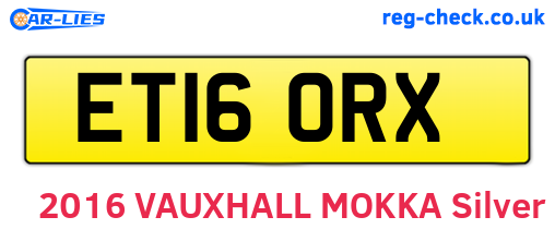 ET16ORX are the vehicle registration plates.