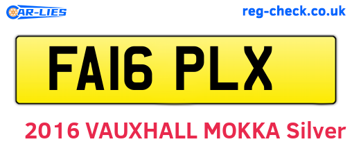 FA16PLX are the vehicle registration plates.