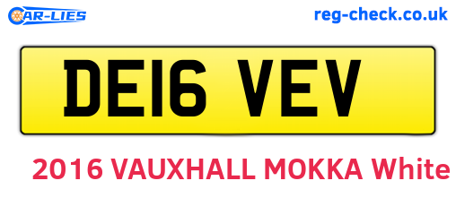 DE16VEV are the vehicle registration plates.