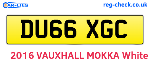 DU66XGC are the vehicle registration plates.