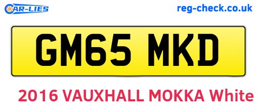 GM65MKD are the vehicle registration plates.