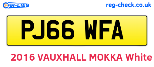 PJ66WFA are the vehicle registration plates.