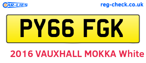 PY66FGK are the vehicle registration plates.
