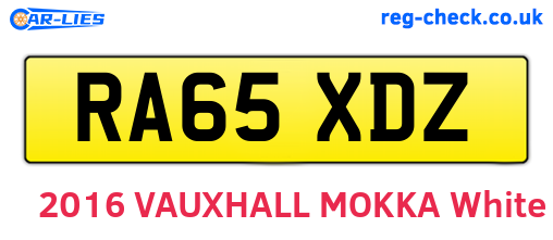 RA65XDZ are the vehicle registration plates.