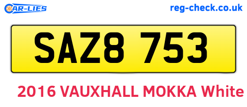 SAZ8753 are the vehicle registration plates.