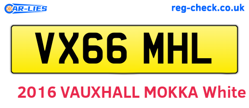 VX66MHL are the vehicle registration plates.