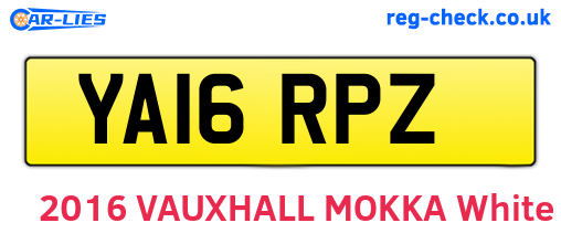 YA16RPZ are the vehicle registration plates.