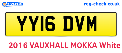 YY16DVM are the vehicle registration plates.
