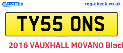 TY55ONS are the vehicle registration plates.