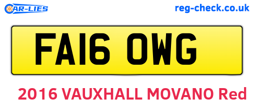 FA16OWG are the vehicle registration plates.
