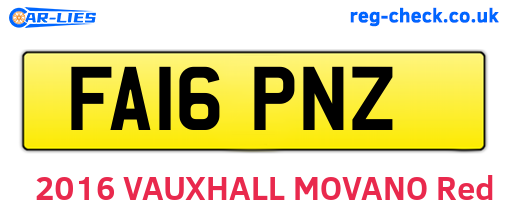 FA16PNZ are the vehicle registration plates.