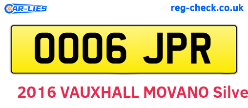 OO06JPR are the vehicle registration plates.