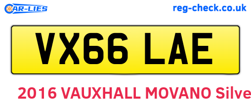VX66LAE are the vehicle registration plates.