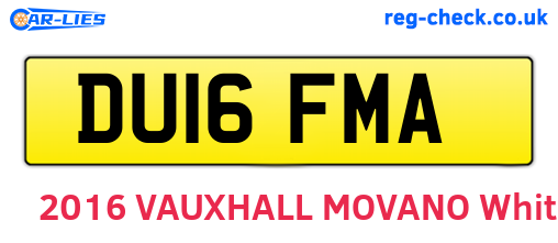 DU16FMA are the vehicle registration plates.