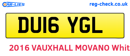 DU16YGL are the vehicle registration plates.