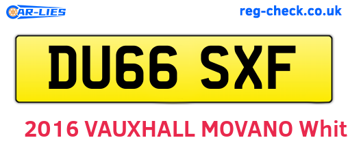 DU66SXF are the vehicle registration plates.