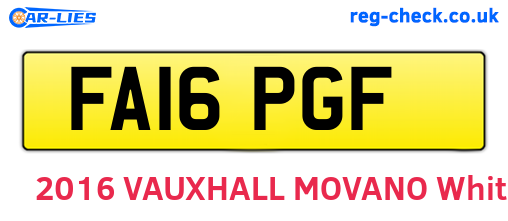 FA16PGF are the vehicle registration plates.