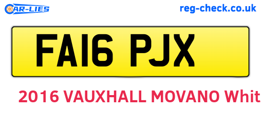FA16PJX are the vehicle registration plates.