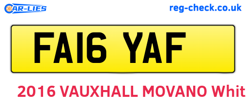 FA16YAF are the vehicle registration plates.
