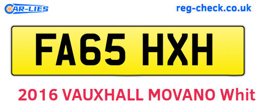 FA65HXH are the vehicle registration plates.