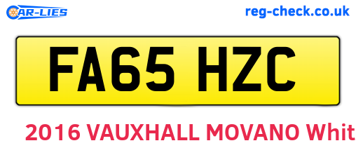 FA65HZC are the vehicle registration plates.