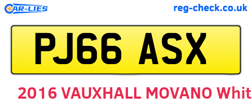 PJ66ASX are the vehicle registration plates.