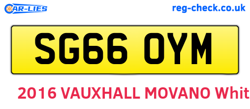 SG66OYM are the vehicle registration plates.