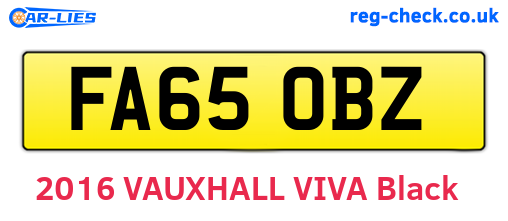 FA65OBZ are the vehicle registration plates.