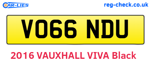 VO66NDU are the vehicle registration plates.
