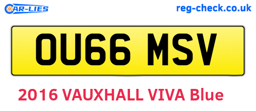 OU66MSV are the vehicle registration plates.