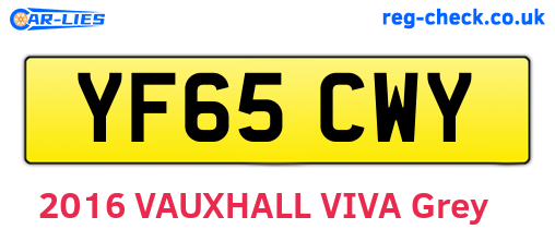 YF65CWY are the vehicle registration plates.
