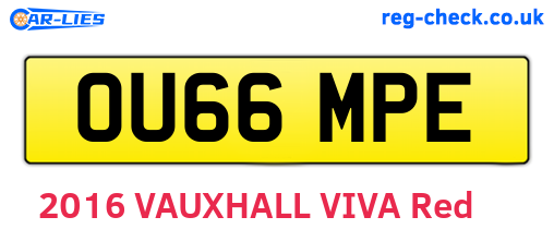 OU66MPE are the vehicle registration plates.