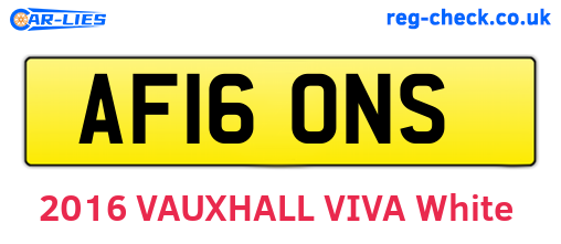 AF16ONS are the vehicle registration plates.