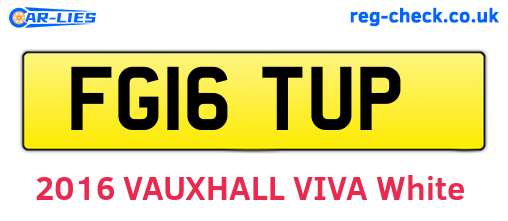 FG16TUP are the vehicle registration plates.