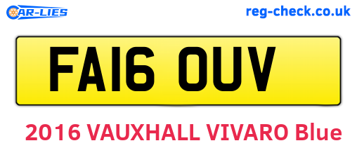 FA16OUV are the vehicle registration plates.