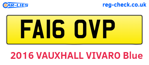 FA16OVP are the vehicle registration plates.
