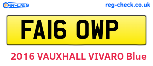 FA16OWP are the vehicle registration plates.