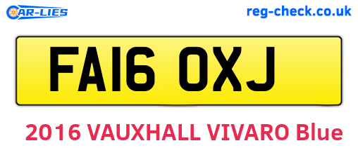 FA16OXJ are the vehicle registration plates.